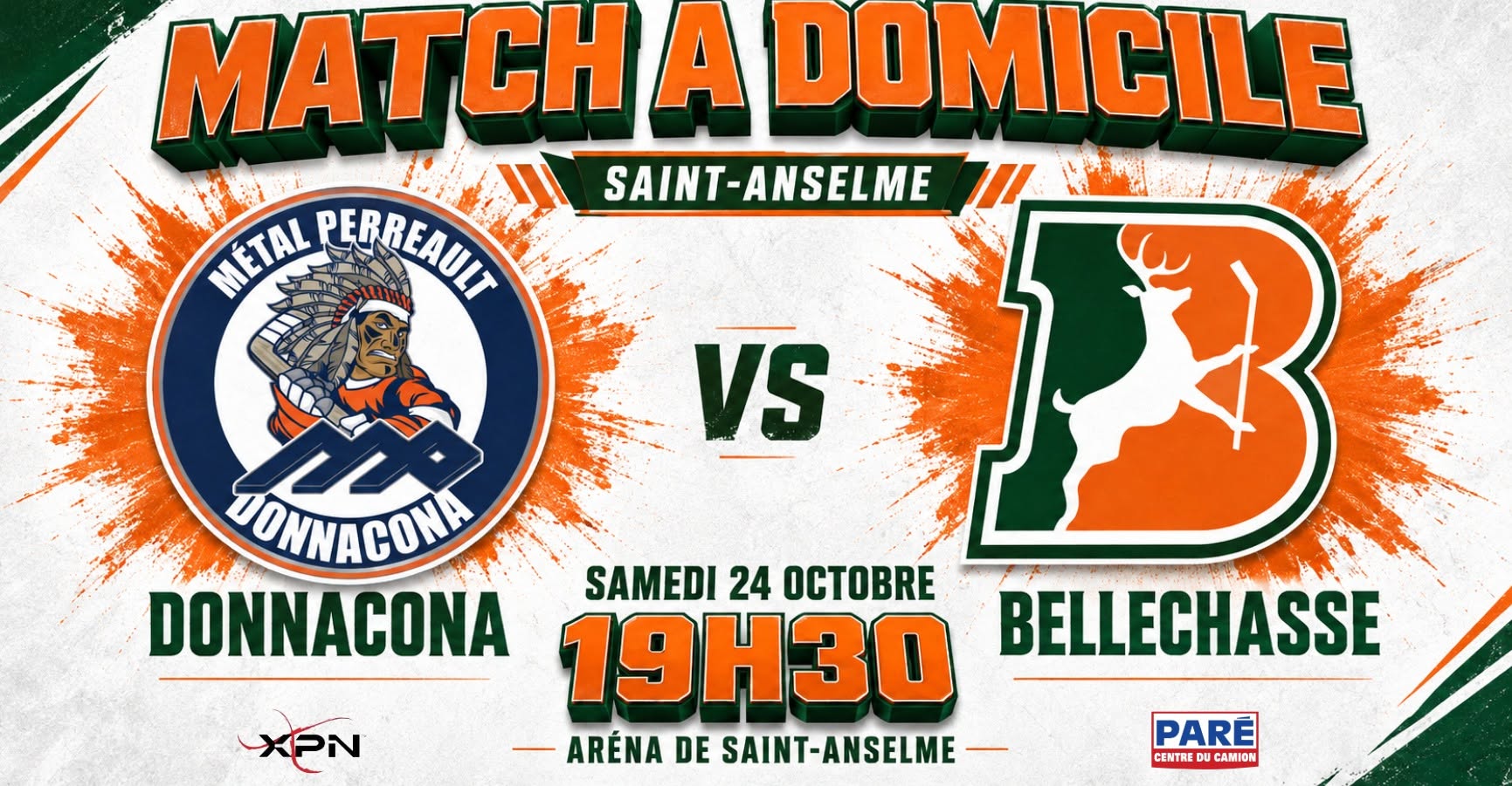 SAMEDI 24 OCTOBRE | Donnacona vs Bellechasse SAMEDI 24 OCTOBRE | Donnacona vs Bellechasse